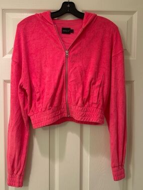 WSLY Hooded Zip Sweatshirt in Coral Pink
